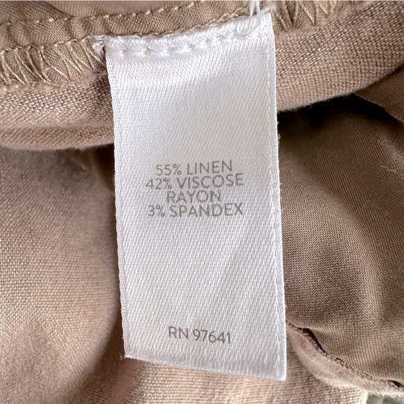 J. Jill Linen Stretch Elastic Waist Pull-On Cropped Pants, Beige Tan, MP - Picture 7 of 8